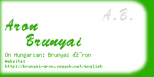 aron brunyai business card